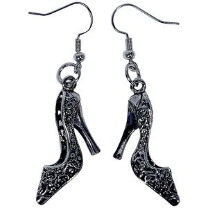 High heel shoes with design super cute silver metal dangling earrings NEW